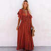 Bohemian Karina Women's Maxi Dress with Deep V-Neck Design - Rebooters -Women's Dresses