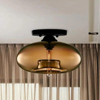 Flat Sphere Glass Modern Ceiling Light for Living Room - Rebooters