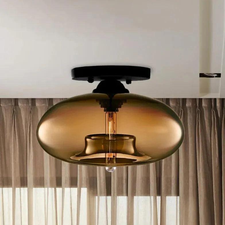 Flat Sphere Glass Modern Ceiling Light for Living Room - Rebooters