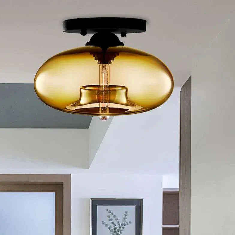 Flat Sphere Glass Modern Ceiling Light for Living Room - Rebooters