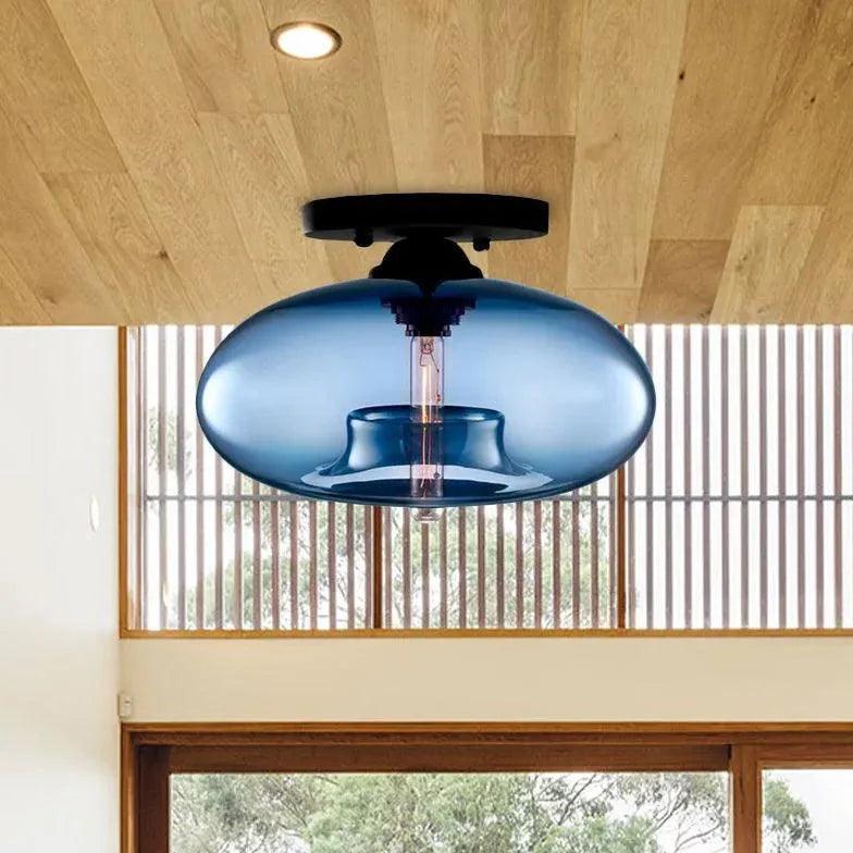 Flat Sphere Glass Modern Ceiling Light for Living Room - Rebooters