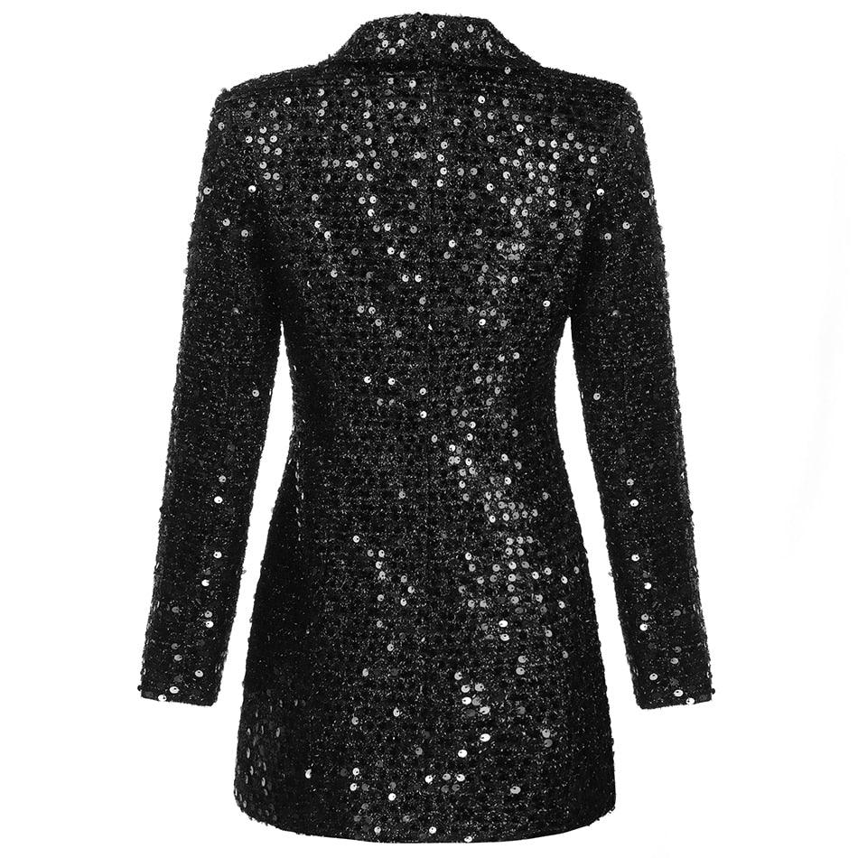 Womens Glamorous Sparkle Sequin Blazer Dress for Parties - Rebooters