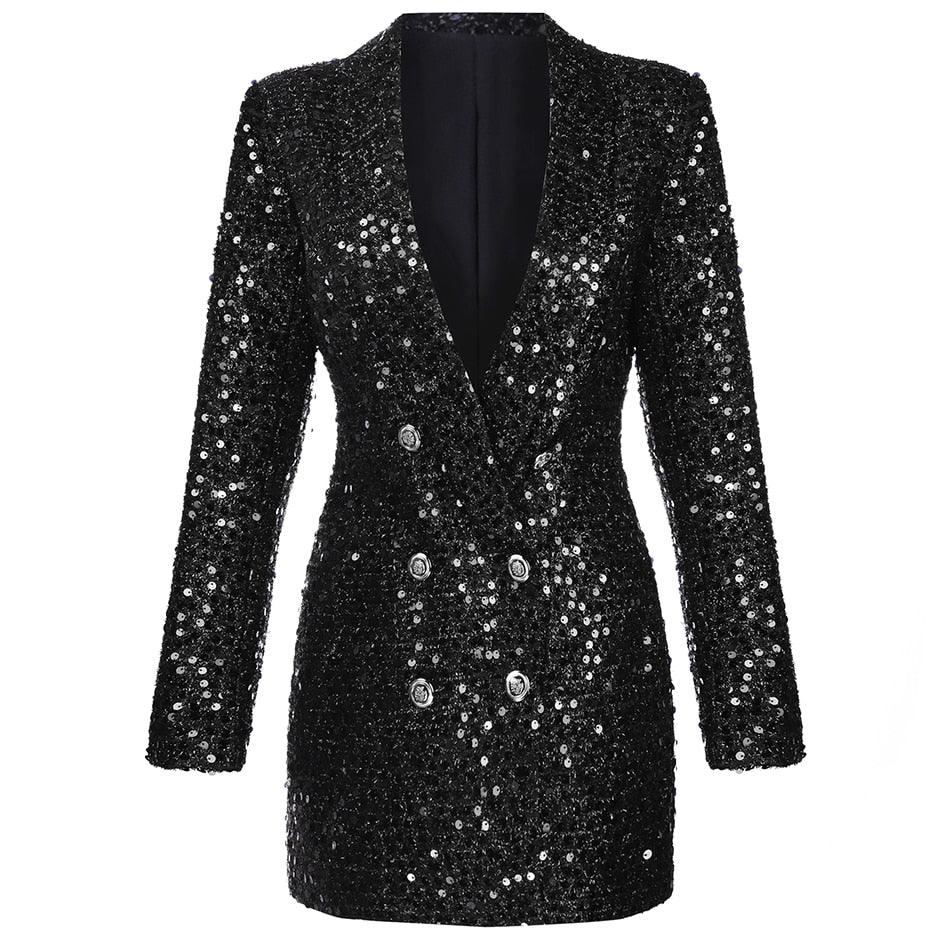 Womens Glamorous Sparkle Sequin Blazer Dress for Parties - Rebooters