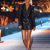 Womens Glamorous Sparkle Sequin Blazer Dress for Parties - Rebooters
