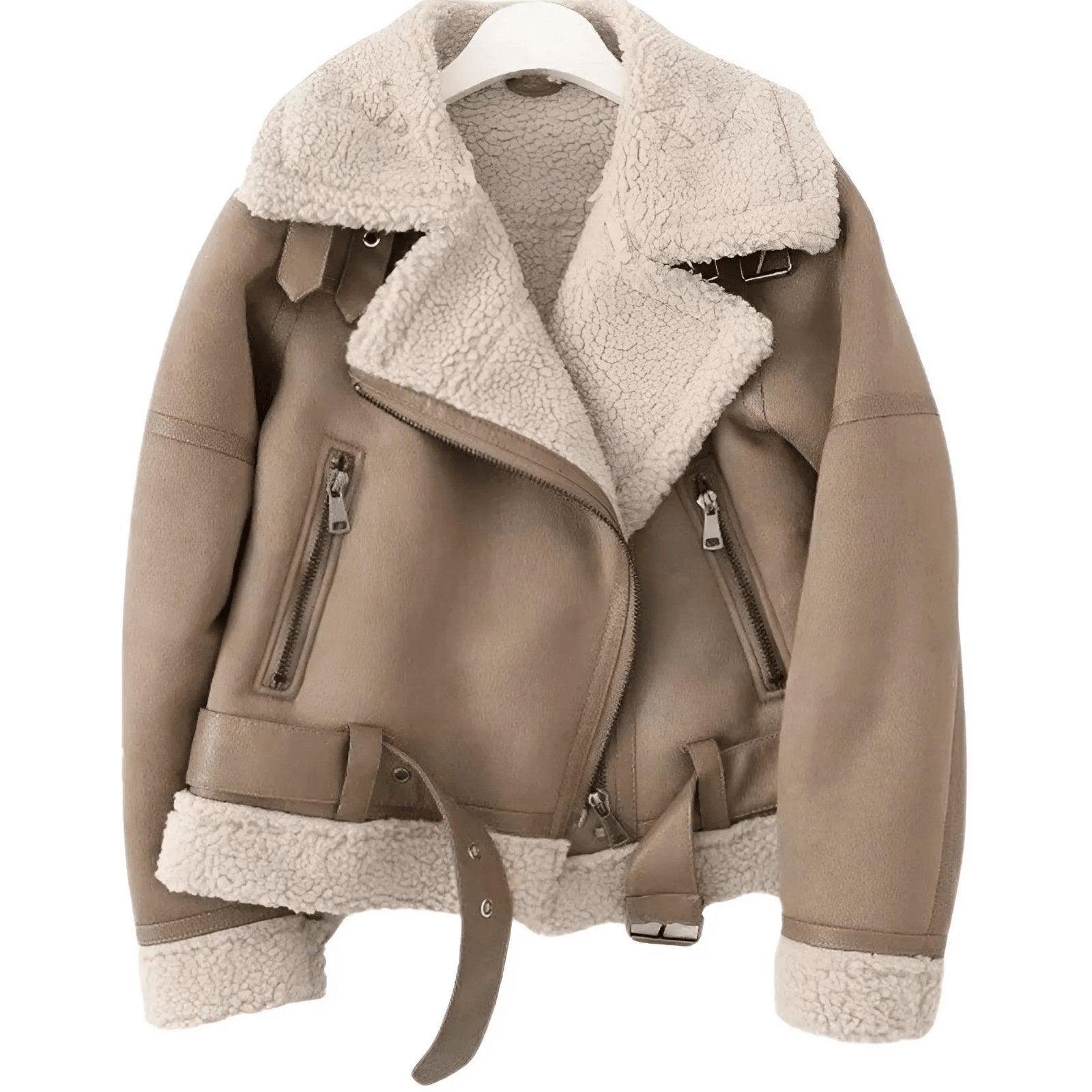 Womens Luxurious Shearling Suede Jacket for Effortless Style - Rebooters