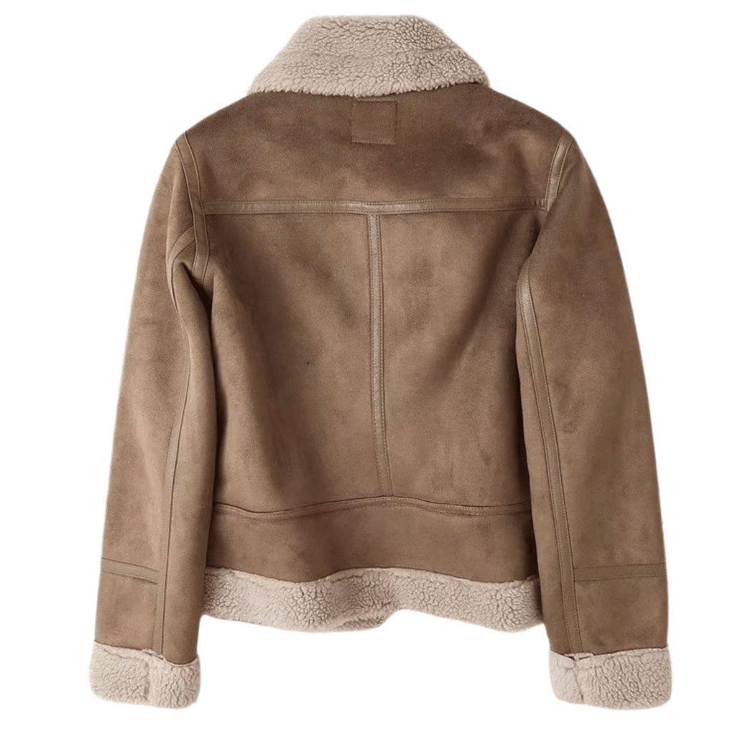 Womens Luxurious Shearling Suede Jacket for Effortless Style - Rebooters