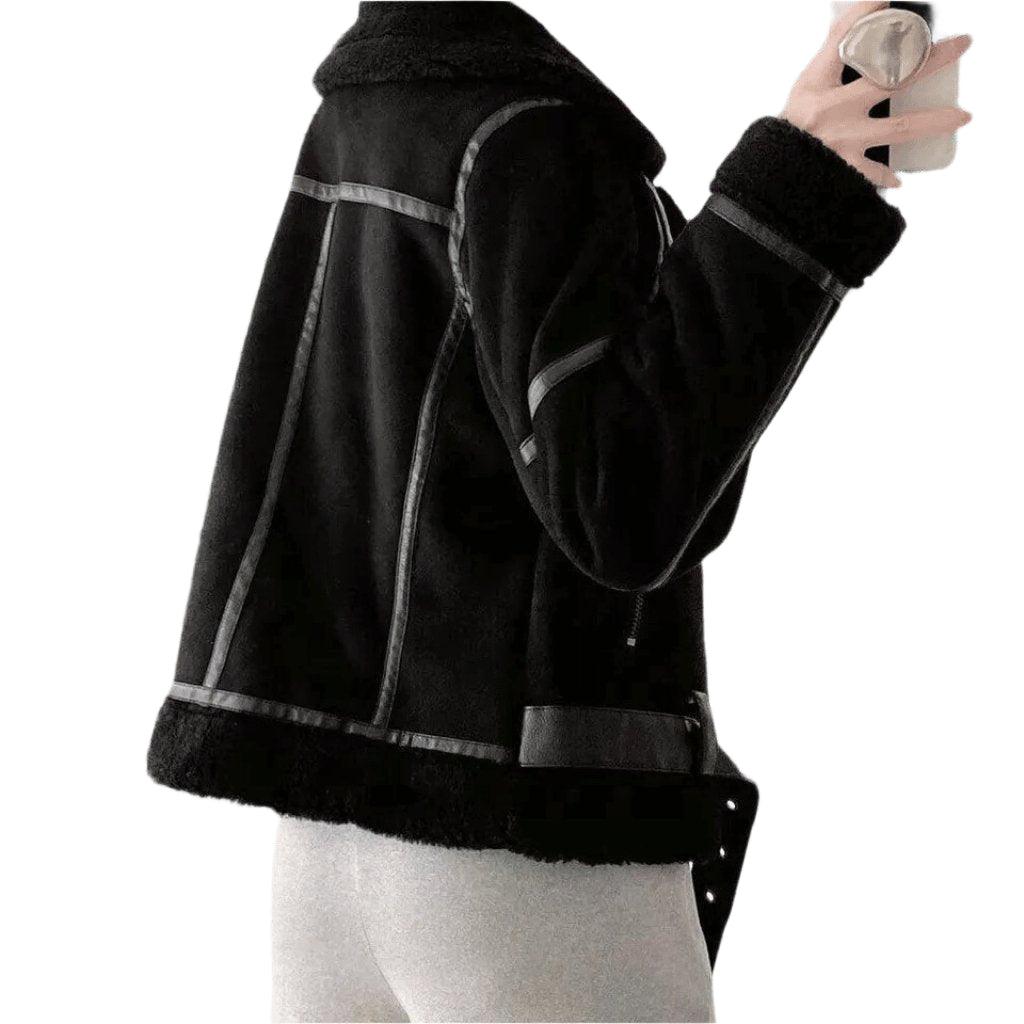 Womens Luxurious Shearling Suede Jacket for Effortless Style - Rebooters