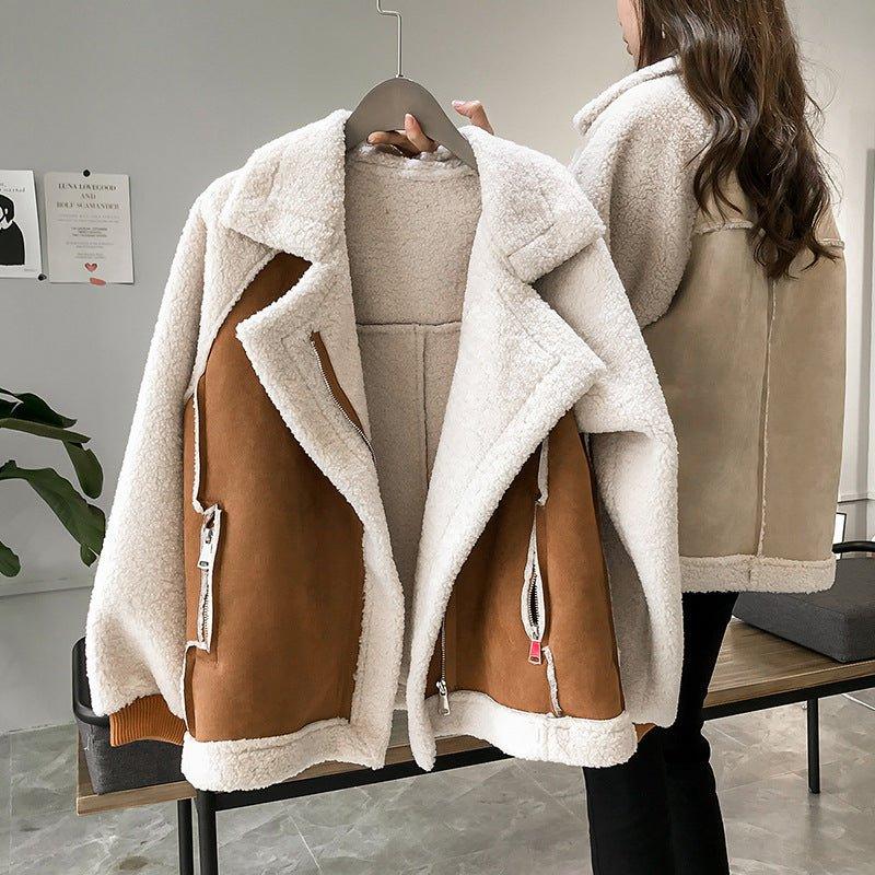 Womens Luxurious Shearling Zip-Up Jacket for Ultimate Comfort - Rebooters