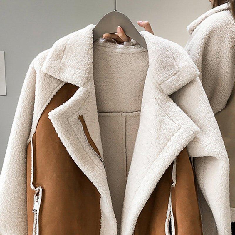 Womens Luxurious Shearling Zip-Up Jacket for Ultimate Comfort - Rebooters