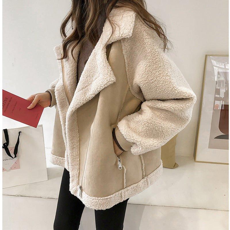 Womens Luxurious Shearling Zip-Up Jacket for Ultimate Comfort - Rebooters