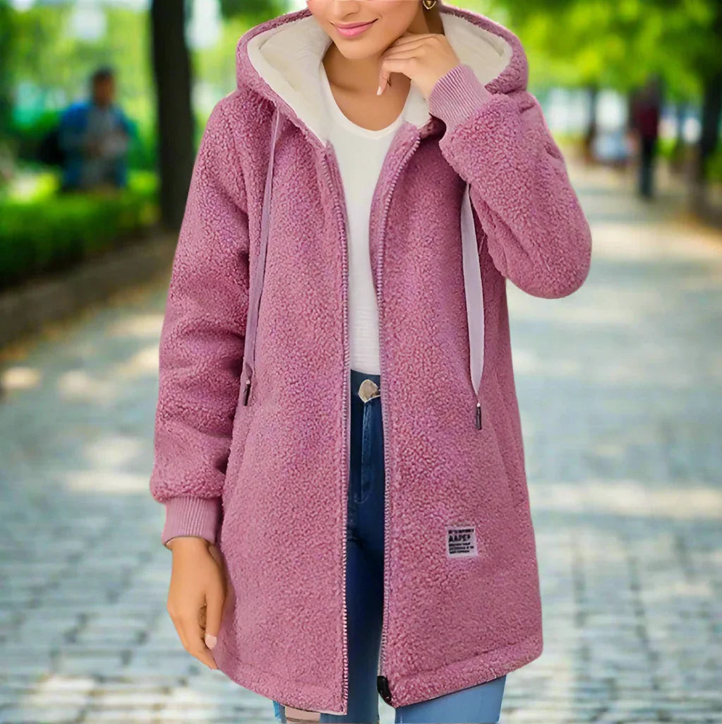Womens Cozy Sherpa Fleece Hooded Jacket for Comfort - Rebooters