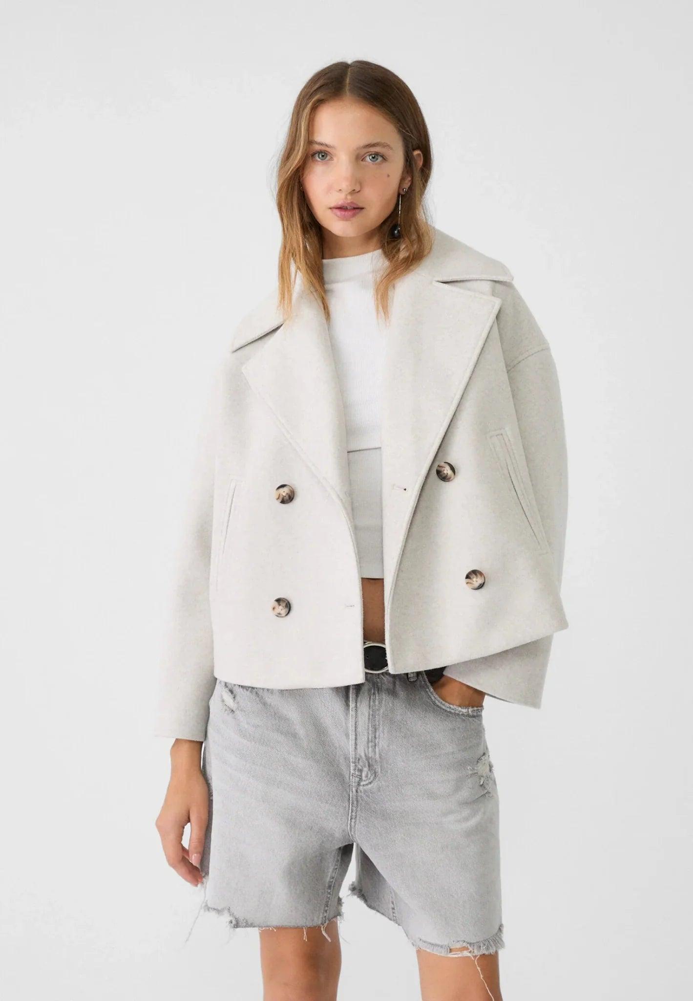 Womens Chic Short Double-Breasted Jacket for Effortless Style - Rebooters