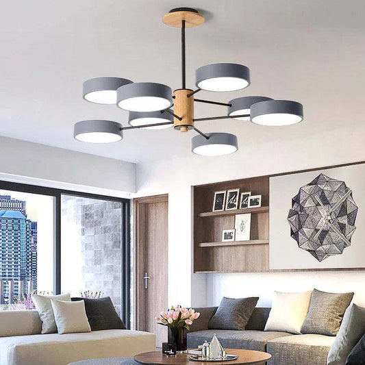 Round Plate Multi-Head Radiating Chandelier for Living Room | Rebooters - Rebooters
