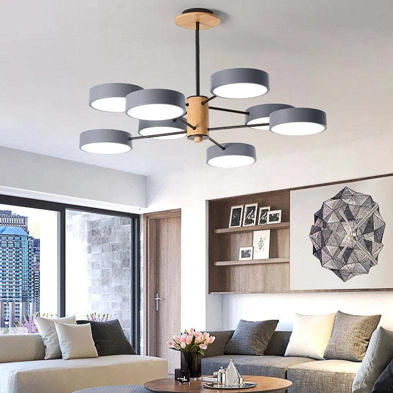 Round Plate Multi-Head Radiating Chandelier for Living Room | Rebooters - Rebooters