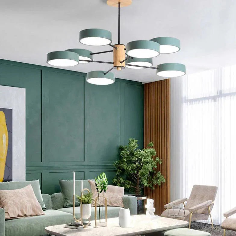 Round Plate Multi-Head Radiating Chandelier for Living Room | Rebooters - Rebooters