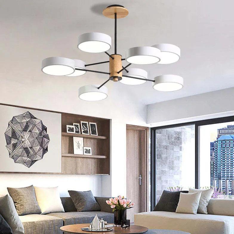 Round Plate Multi-Head Radiating Chandelier for Living Room | Rebooters - Rebooters