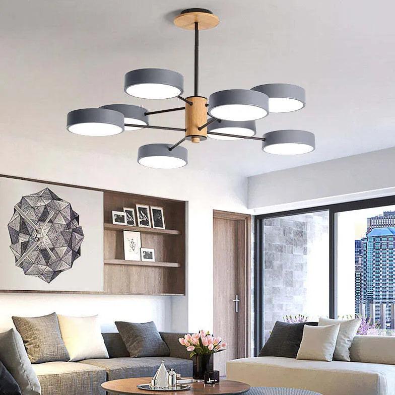 Round Plate Multi-Head Radiating Chandelier for Living Room | Rebooters - Rebooters