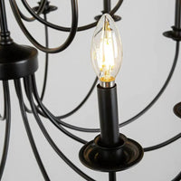 Black Curved Multi-Head Living Room Chandelier for Elegance | Rebooters - Rebooters