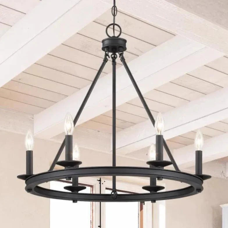 Black Metal Circular Industrial Chandelier for Stylish Spaces | Rebooters - Rebooters