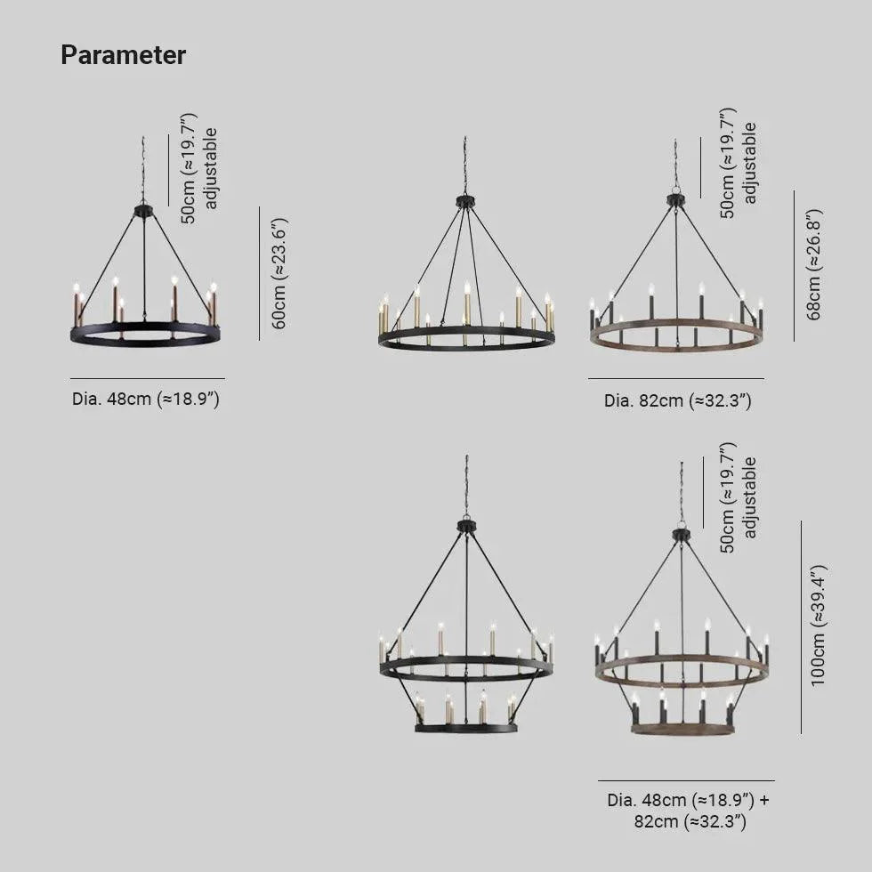 Multi-Head Candle Design Round Industrial Chandelier Light | Rebooters - Rebooters