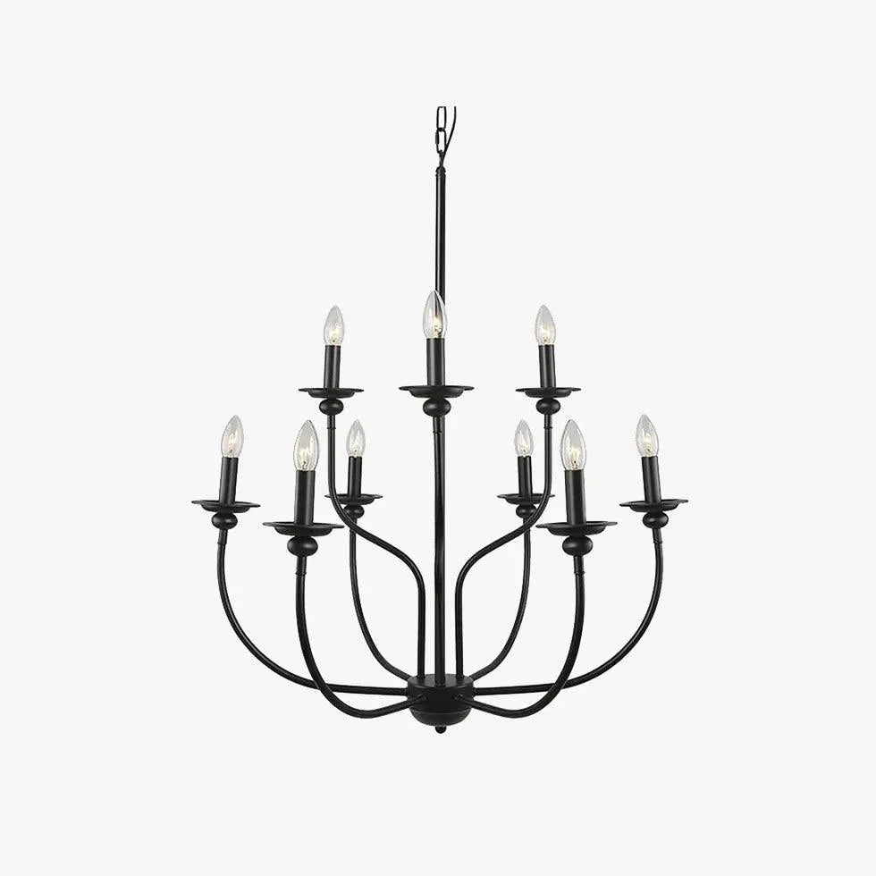 Multi-Head Candle Design Black Chandelier for Living Room | Rebooters - Rebooters