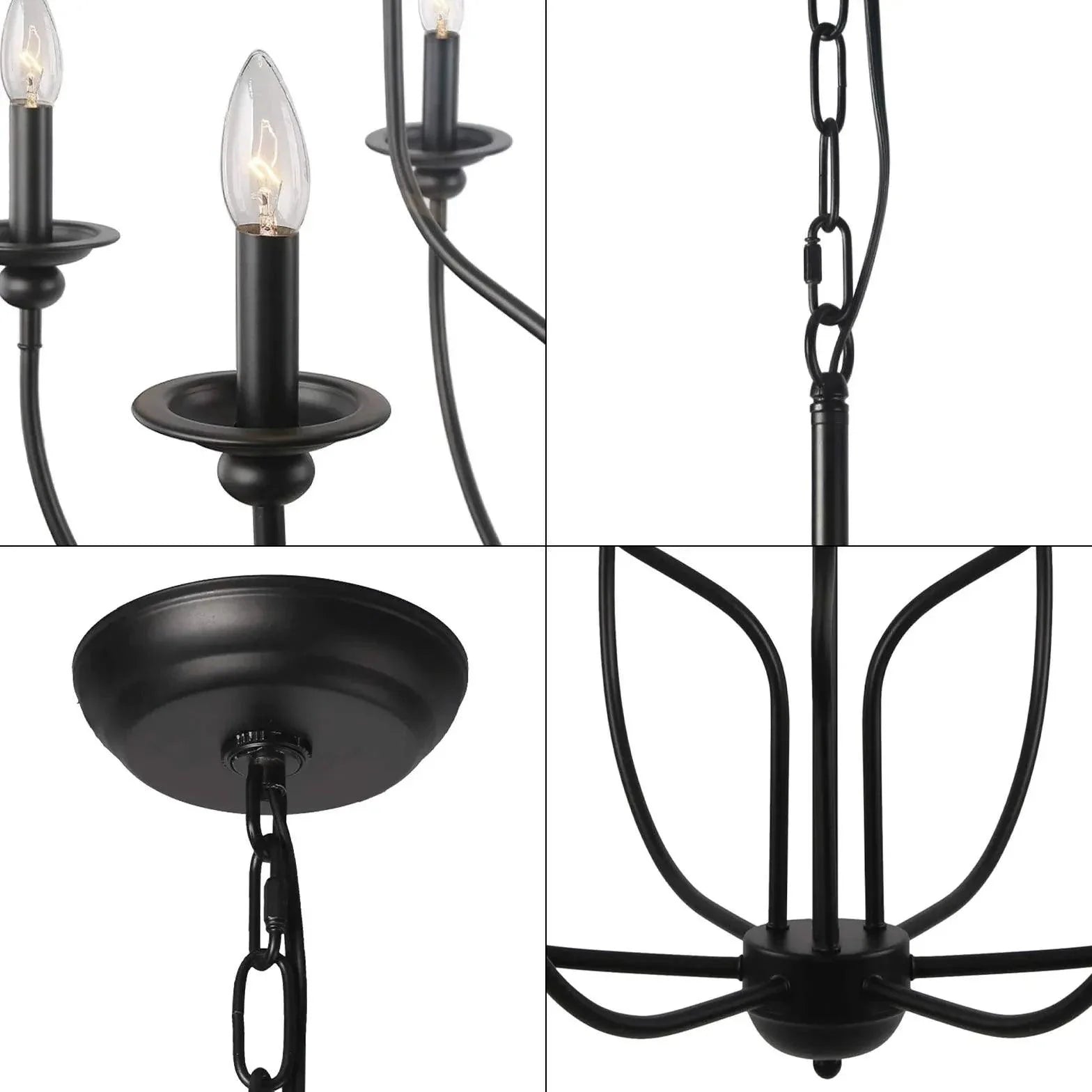 Multi-Head Candle Design Black Chandelier for Living Room | Rebooters - Rebooters