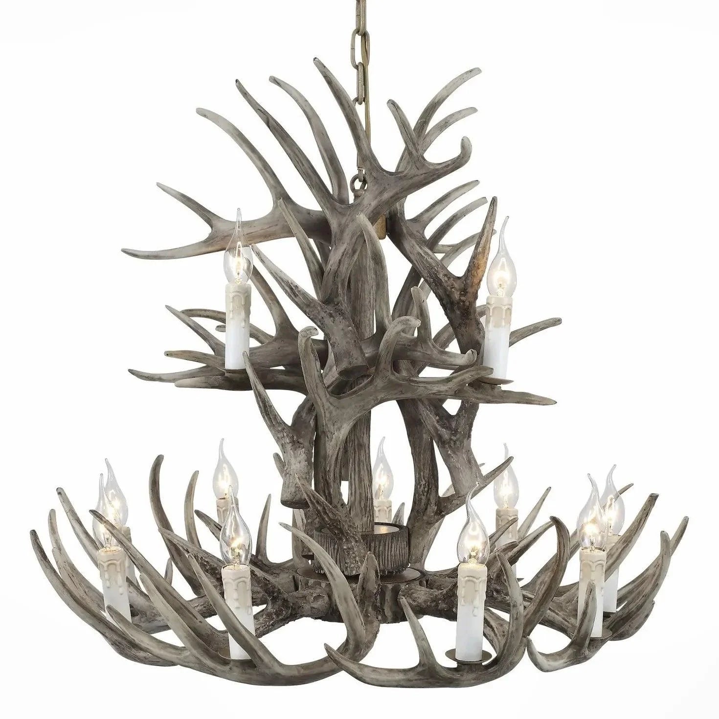 Faux Antler Wooden Candle Holder Vintage Chandelier Light | Rebooters - Rebooters