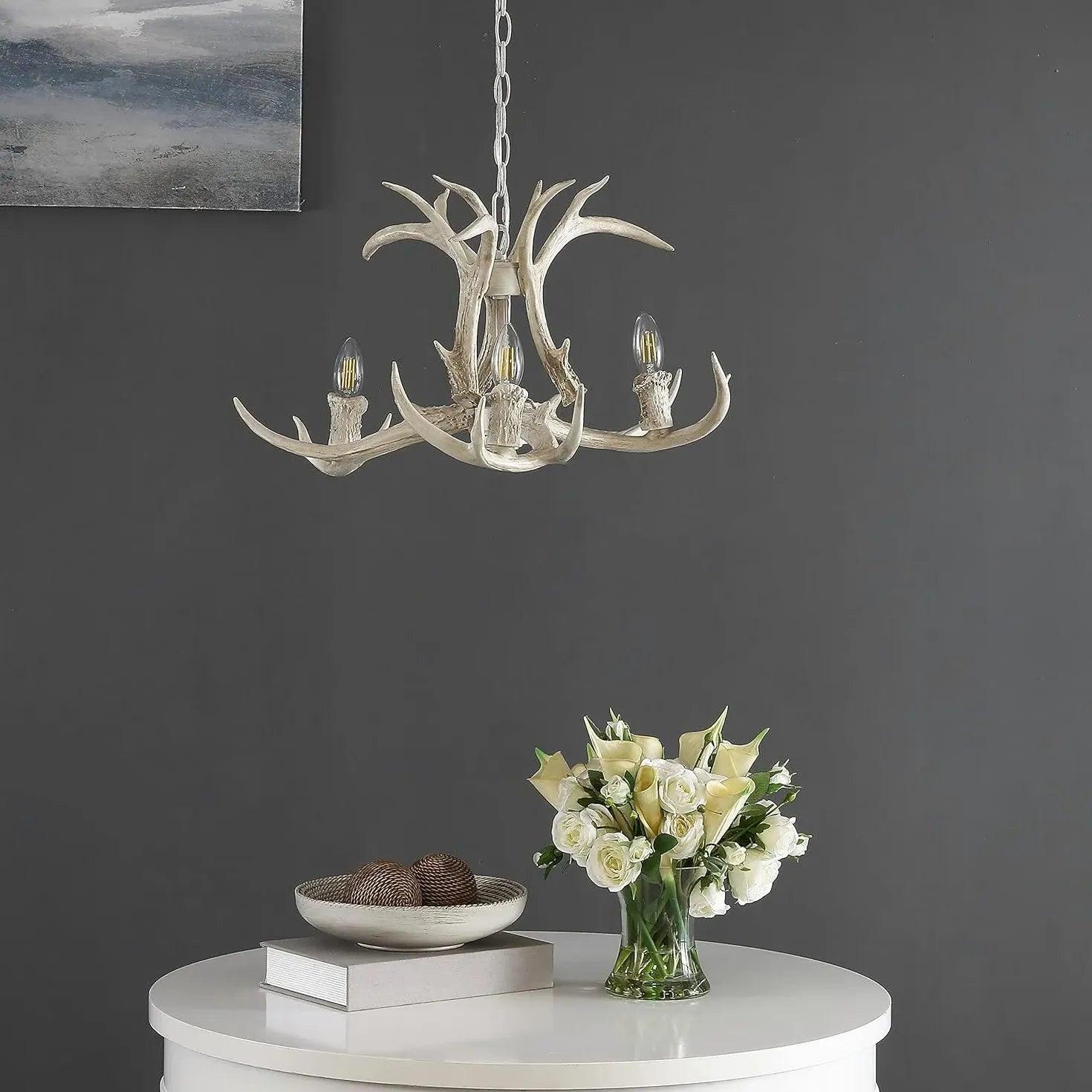 Faux Antler White Candelabra Branch Chandelier Pendant Light | Rebooters - Rebooters