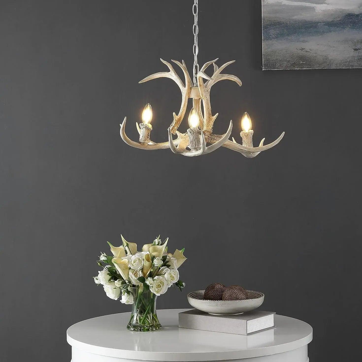 Faux Antler White Candelabra Branch Chandelier Pendant Light | Rebooters - Rebooters