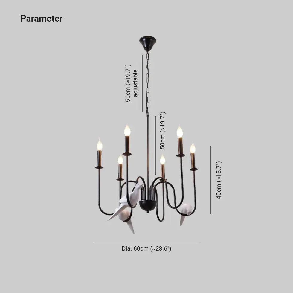 Ceramic Bird Black Vintage Chandelier for Elegant Spaces | Rebooters - Rebooters