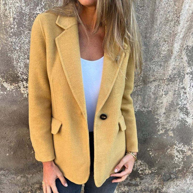 Womens Chic Single-Button Blazer Jacket for Stylish Looks - Rebooters