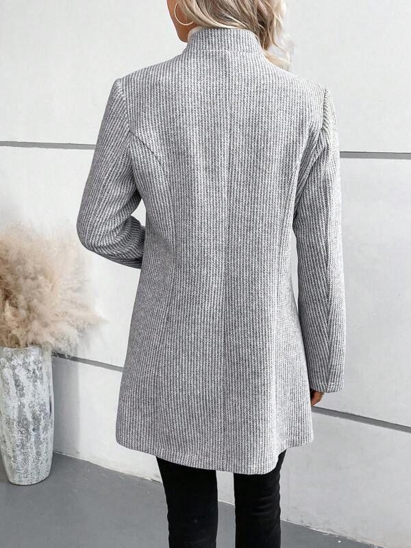 Womens Elegant Herringbone Single-Button Coat for Chic Style - Rebooters