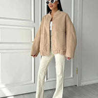 Womens Stylish Snap-Button Aviator Bomber Jacket for All Seasons - Rebooters