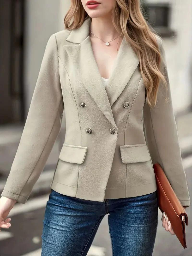 Womens Chic Tailored Double-Breasted Blazer Elegance - Rebooters