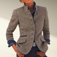 Womens Stylishly Tailored Wool Button-Up Jacket for Elegance - Rebooters