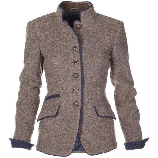 Womens Stylishly Tailored Wool Button-Up Jacket for Elegance - Rebooters