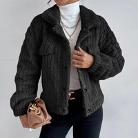 Womens Plush Textured Sherpa Button-Up Jacket for Comfort - Rebooters