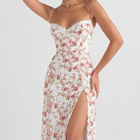 Isabella - Women's Rose Print Dress for Spring and Summer Events - Rebooters -Women's Dresses