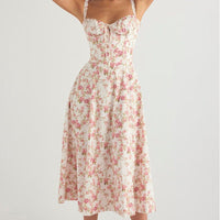 Isabella - Women's Rose Print Dress for Spring and Summer Events - Rebooters -Women's Dresses
