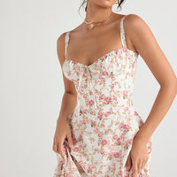 Isabella - Women's Rose Print Dress for Spring and Summer Events - Rebooters -Women's Dresses