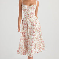 Isabella - Women's Rose Print Dress for Spring and Summer Events - Rebooters -Women's Dresses