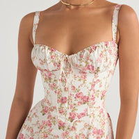 Isabella - Women's Rose Print Dress for Spring and Summer Events - Rebooters -Women's Dresses