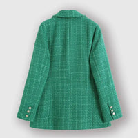 Womens Chic Tweed Blazer for Effortless Style in Emerald - Rebooters