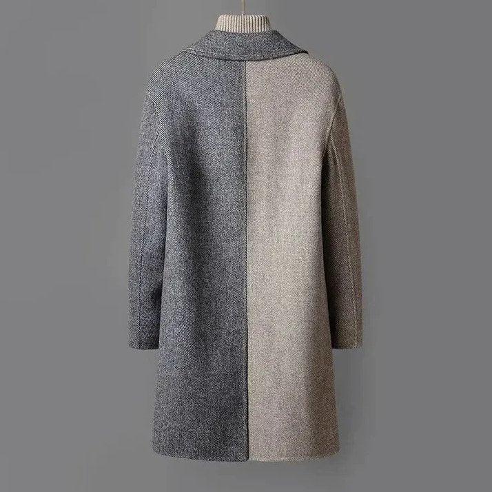 Womens Chic Two-Tone Wool Overcoat for Effortless Style - Rebooters