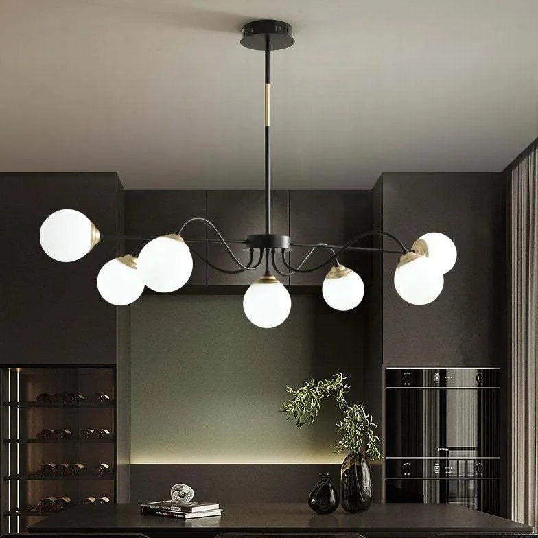 Streamlined Black Frame Living Room Sphere Chandelier Design | Rebooters - Rebooters