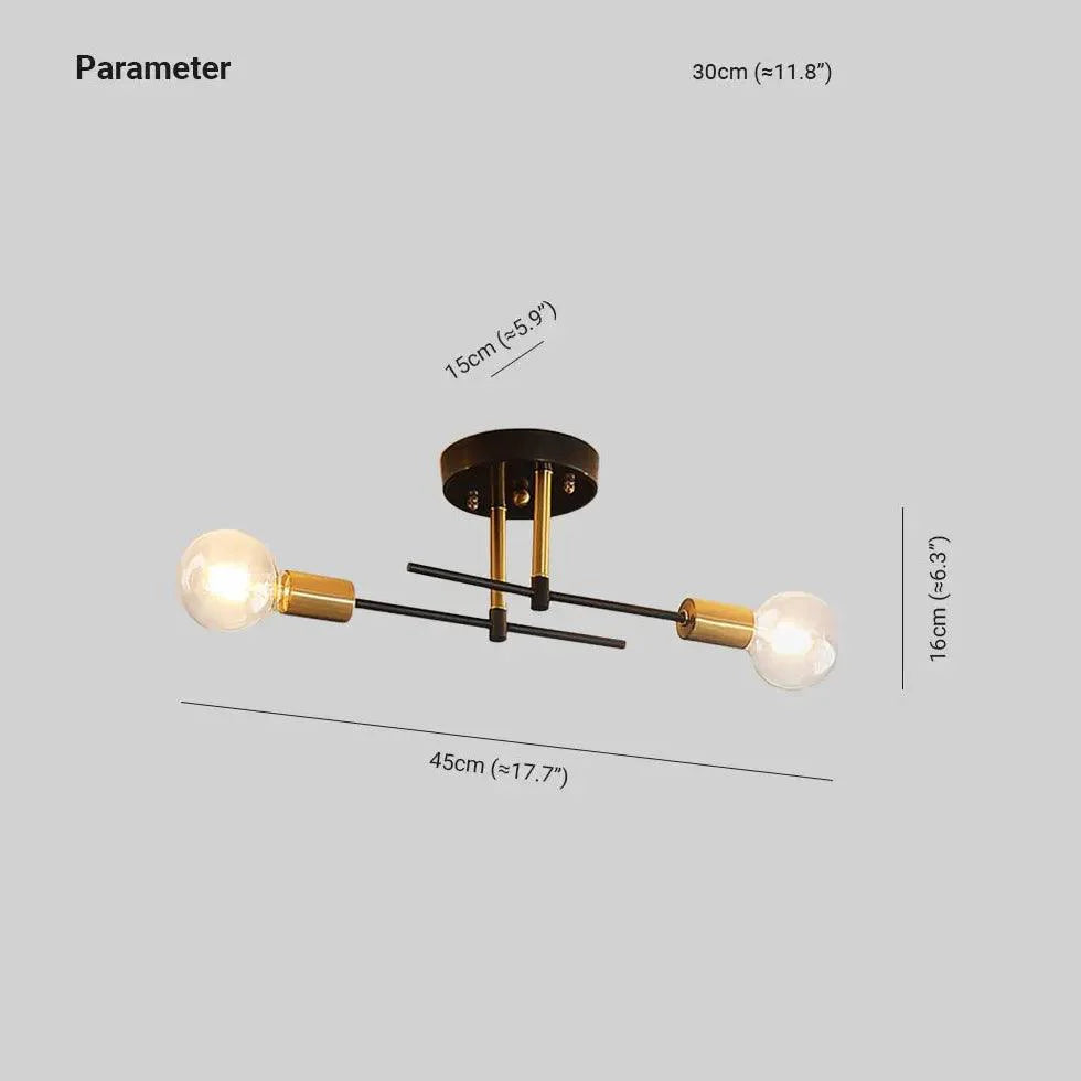 Dual-Head Minimalist Black Modern Ceiling Light Fixture - Rebooters