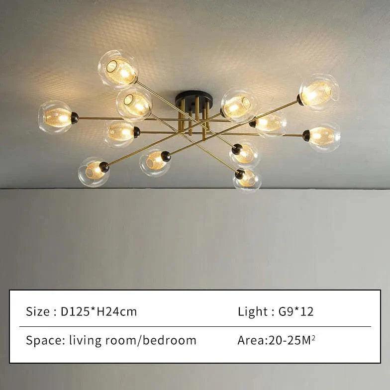 Golden Industrial Glass Spherical LED Semi Flush Ceiling Lights | Rebooters - Rebooters