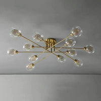 Golden Industrial Glass Spherical LED Semi Flush Ceiling Lights | Rebooters - Rebooters