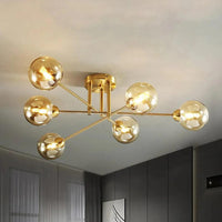 Golden Industrial Glass Spherical LED Semi Flush Ceiling Lights | Rebooters - Rebooters