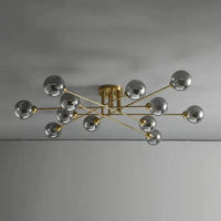 Golden Industrial Glass Spherical LED Semi Flush Ceiling Lights | Rebooters - Rebooters